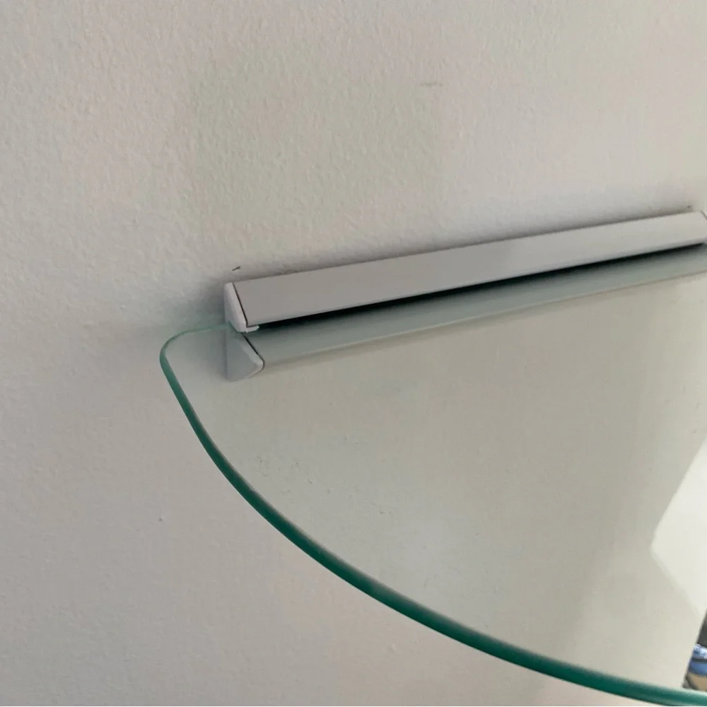 Vintage 1990s Glass Shelf - Half Round Wall Shelf - Floating Shelf - Plant Shelf